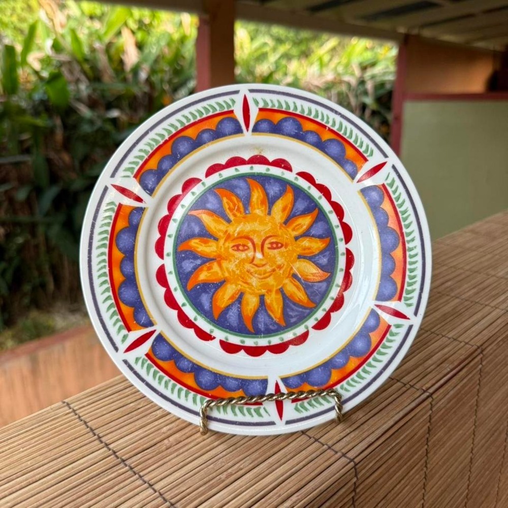 Vintage Gibson Sun Face Plate Sol de Fuego Mexican Style 1990s Ceramic Plate 90s